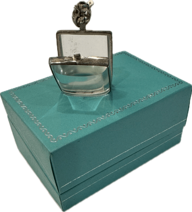Antique Vintage 1" Glass Silver Picture Frame Locket Pendant 3D